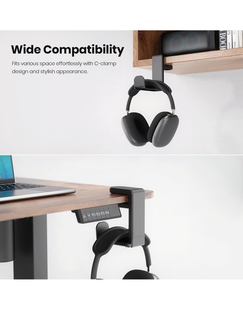 Milatech Color Headphone Hook Stand Hanger for PC Gaming Headsets, Headphone Holder with Adjustable and Rotating Arm Clip, Under Desk Design, Universal Fit, Built-in Cable Clip  - Image 3