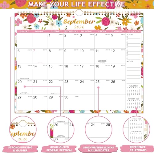Coboll 2026 Wall Calendar - 2026 Calendar from Jan. 2026 to Dec. 2026, 14.75‘’ x 11.5‘’, Monthly Calendar 2026 with Hanging Hole, Large Blocks - Image 4