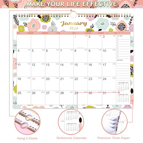 Coboll 2026 Wall Calendar - 2026 Calendar from Jan. 2026 to Dec. 2026, 14.75‘’ x 11.5‘’, Monthly Calendar 2026 with Hanging Hole, Large Blocks - Image 3
