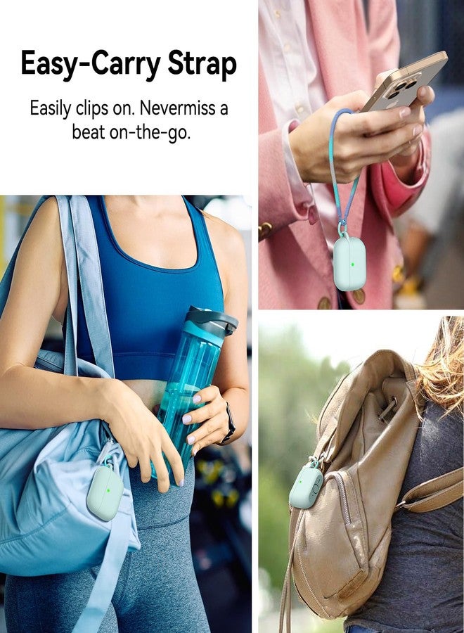 Matekxy for Airpods Pro Case Cute - Soft Silicone Cover with Lanyard and Keychain, Shockproof Scratch Resistant for Women, Perfect for Commuters and Travelers, Morandi Green - Image 3