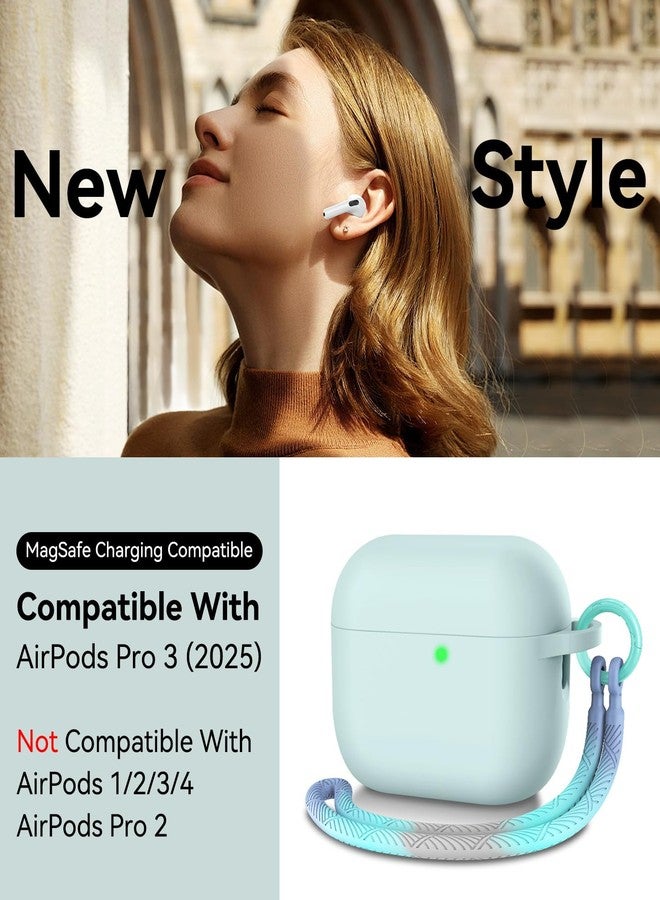 Matekxy for Airpods Pro Case Cute - Soft Silicone Cover with Lanyard and Keychain, Shockproof Scratch Resistant for Women, Perfect for Commuters and Travelers, Morandi Green - Image 2