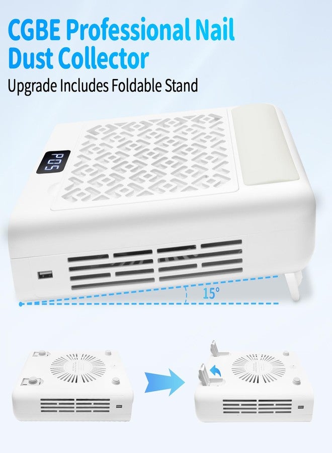 CGBE جهاز جمع غبار الأظافر CGBE: 3600 دورة في الدقيقة جهاز جمع غبار بدون فرش مع 5 سرعات للشفط، وسادة يد، و2 فلتر و10 أوراق فلتر قابلة للتخلص، جهاز جمع غبار الأظافر للاستخدام المنزلي والصالونات (أبيض) - Image 4