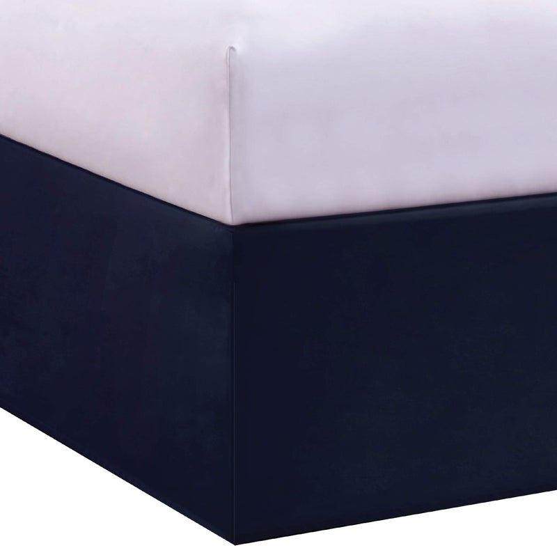 Luxury Hotel Tailored Bed Skirt Box Pleats 14 Inch Drop Twin Navy