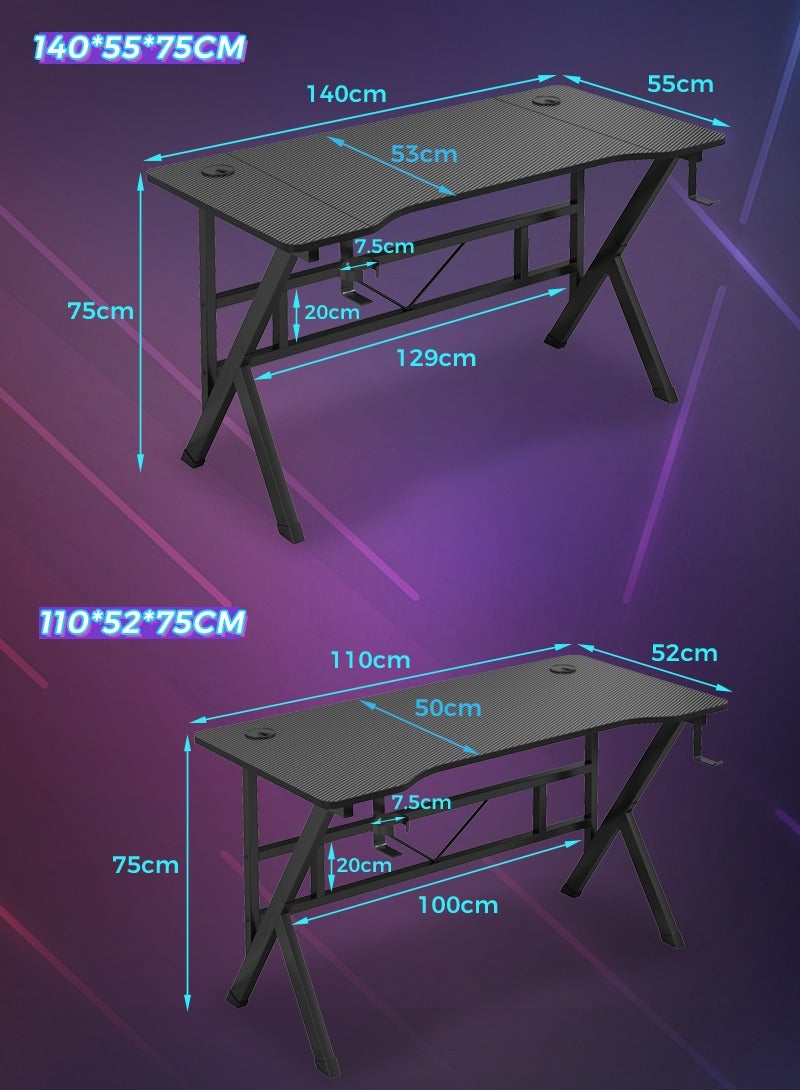 Stubborn Gaming Table K Shaped, Ergonomic Computer Desk with Carbon Fiber Surface, Study Tables with Headphone Holder and Cup Holder, PC Desk Table for Home Office Workstaion - Image 2