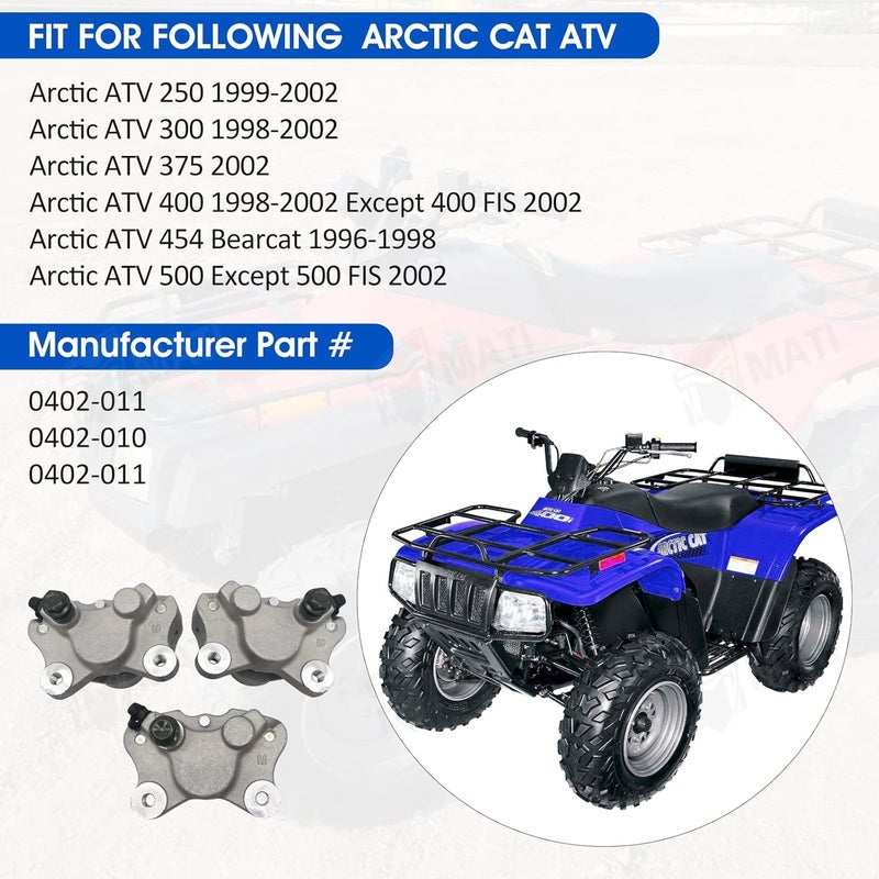 M MATI مكابح أمامية يسار ويمين ومكابح خلفية ل ATV Arctic Cat 250 300 375 400 454 500 مع وسادات 0402-011 0402-010 0402-011 - Image 2