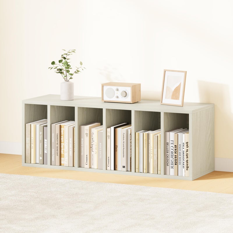 IOTXY DIY Modular Cube Bookcase - CubeXY Customizable Stackable Expandable Basic Shelving Units, 6-Cube Wooden Open Bookshelf with Removable Shelves for Books Organizer, Oak - Image 2