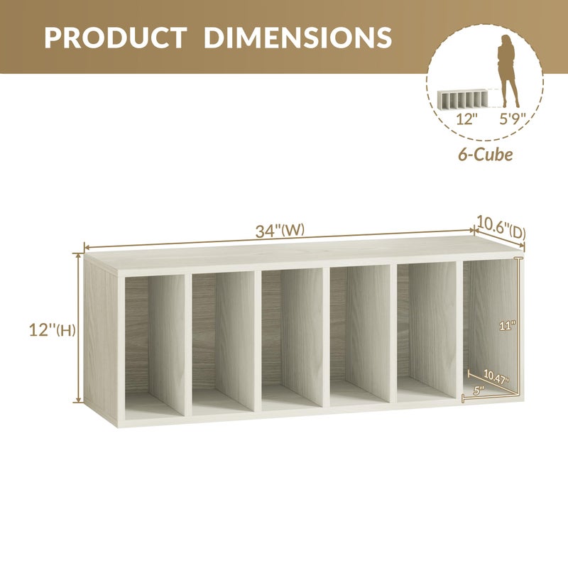 IOTXY DIY Modular Cube Bookcase - CubeXY Customizable Stackable Expandable Basic Shelving Units, 6-Cube Wooden Open Bookshelf with Removable Shelves for Books Organizer, Oak - Image 3