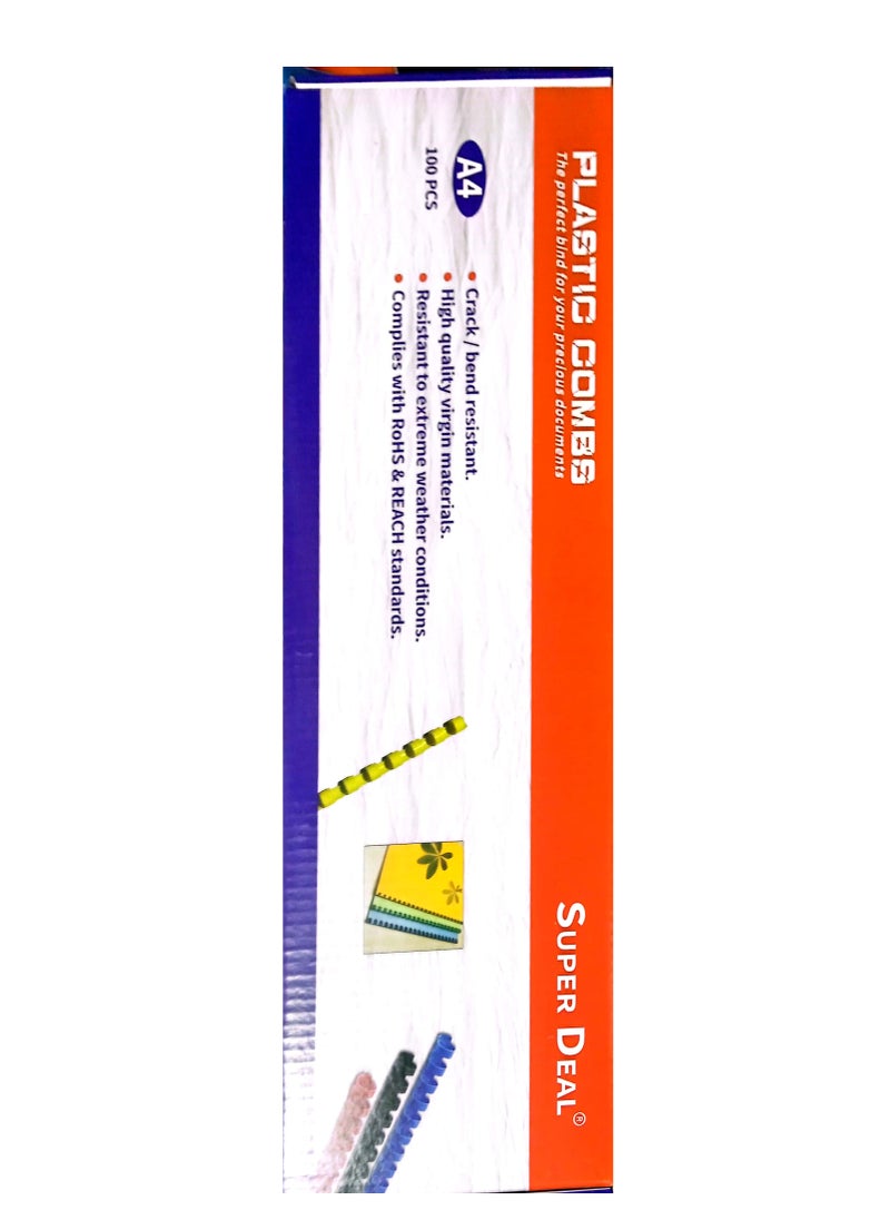SUPER DEAL 100-Piece Binding Combs 8mm Blue  - Image 3