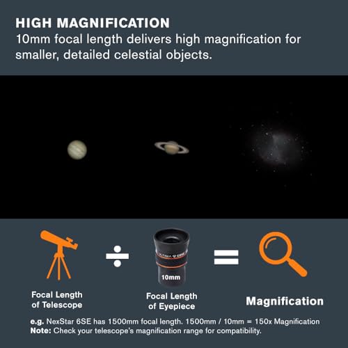 Celestron 93450 Ultima Edge 10mm Parfocal Ultra Flat Field Eyepiece Designed for 1.25" Focusers - Incredibly Crisp Views, Fully Multi-Coated Lens, Moulded Rubber Grip, Black - Image 4