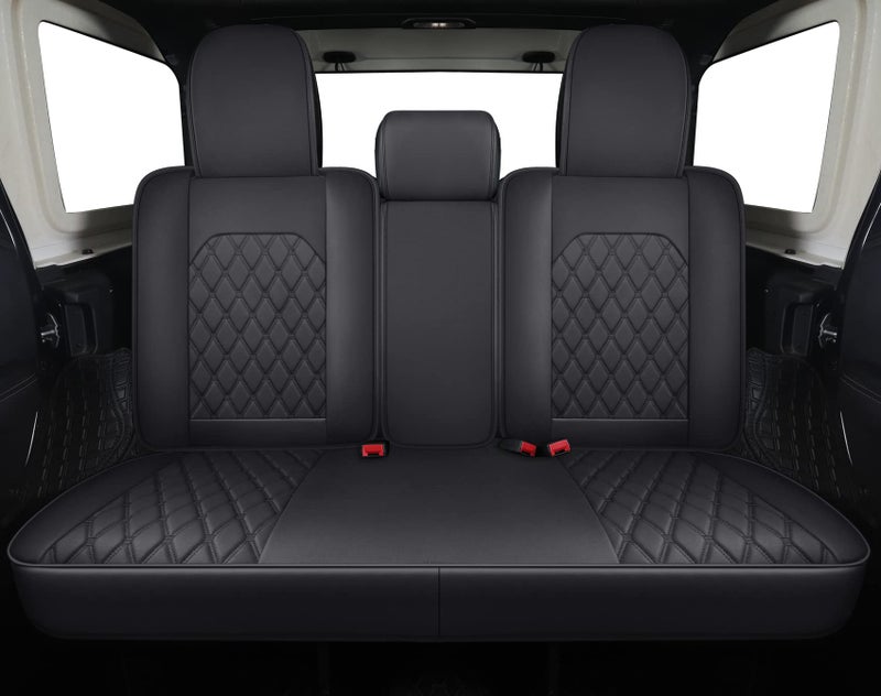 Aierxuan Jeep Wrangler JK JL 4-Door Back Seat Covers Custom Fit 2007-2025 Unlimited Rubicon 392 Sahara Willys Sport High Altitude 4X4 Truck Pickup Waterproof Leather (Rear Seat/Black1) - Image 5