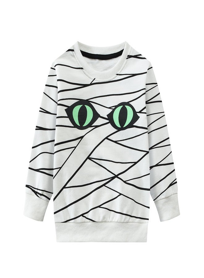 EULLA Toddler Boys Mummy Sweatshirts Evil smiley face Toddler Cotton Mummy Pullover Halloween Tops 2T - Image 1