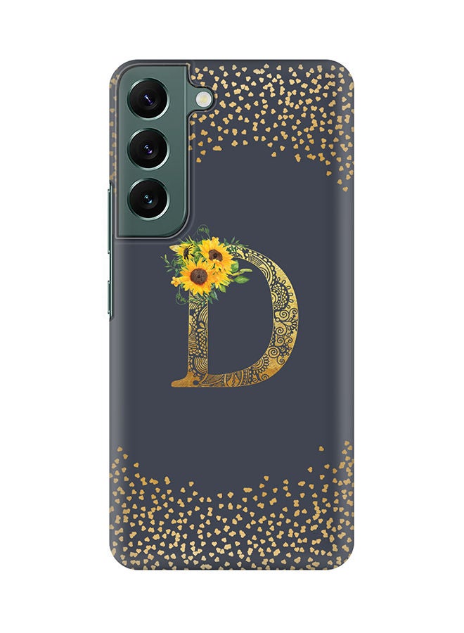 Stylizedd Monogram Slim Cover for Samsung Galaxy S22+ 5G Case Custom Initials Letter Floral Pattern Snap Series Mobile Cover Matte Alphabet  - D (Grey) - Image 1