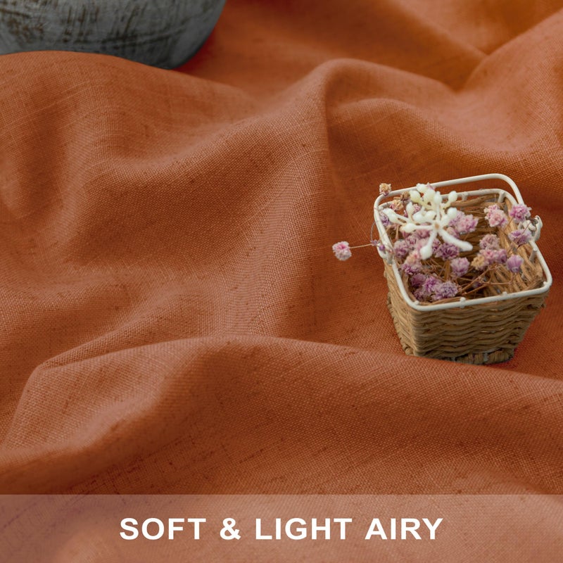 Pitalk Fall Cafe Curtains Burnt Orange Kitchen Curtain Boho Farmhouse 30 Inch Length Linen Sheer Short Small Window Curtains Cafe Curtains for Living Room Teen Girls Bedroom Bunk Bed 30x30 Long Western Decor - Image 3