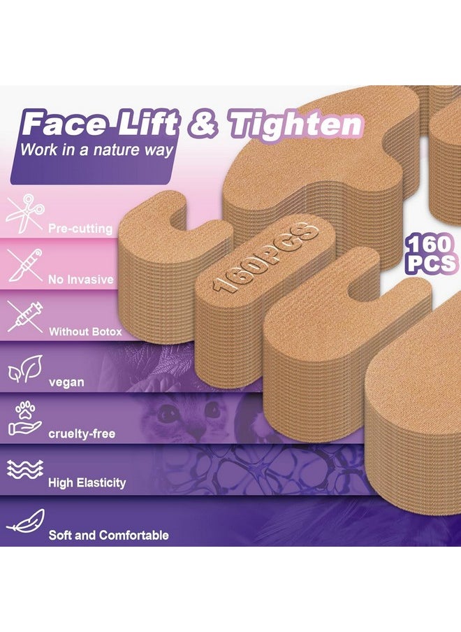 Sfuchin Wrinkle Patches Face Tape 160 Multipurpose Pre Cut High Elastic Kinesiology Full Face Tape For Wrinkles V Line Tape Forehead 11 Frown Eye Lip Chin Neck Chest Wrinkle Pads  - Image 3