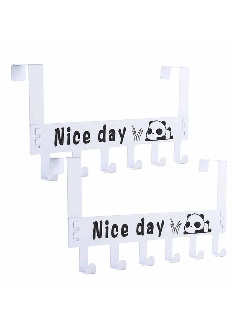 2 Pack Over the Door Hooks Rack, 6 Metal Hooks for Towels, Clothes, Bags and Robes, Perfect for Bathroom, Bedroom and Kitchen, 36CM Length - Image 1