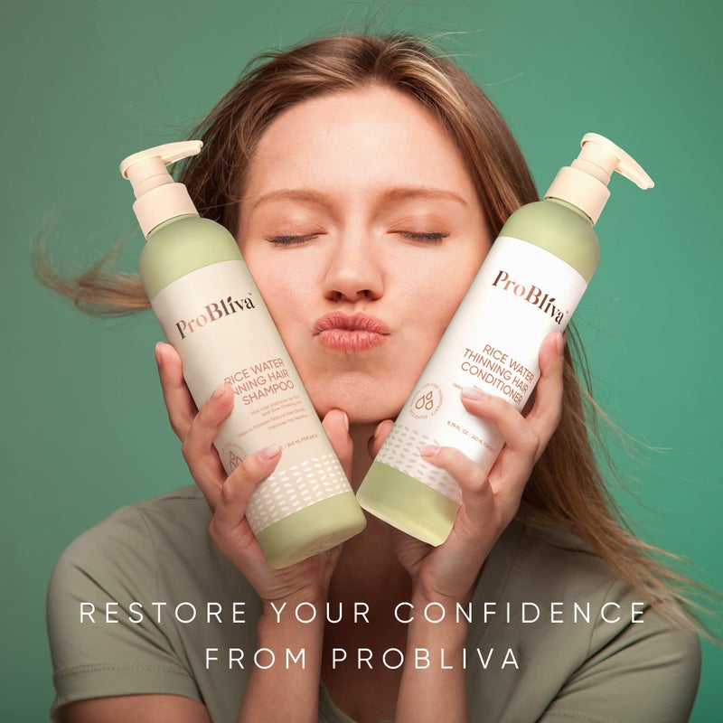 ProBliva Rice Water Thinning Hair Shampoo & Conditioner - Anti Hair Loss - Regrowth & Thickening (Rice Shampoo and Conditioner (Green)) - Image 2