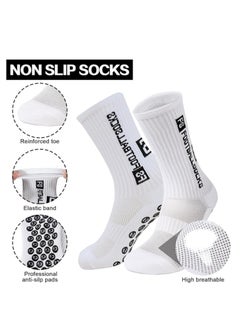 SYOSI 3 Pairs Grip Socks Football Socks for Men Cushioned Non Slip Football Socks Basketball Hockey Sports Anti Slip Socks for Children Teenagers  - Image 2