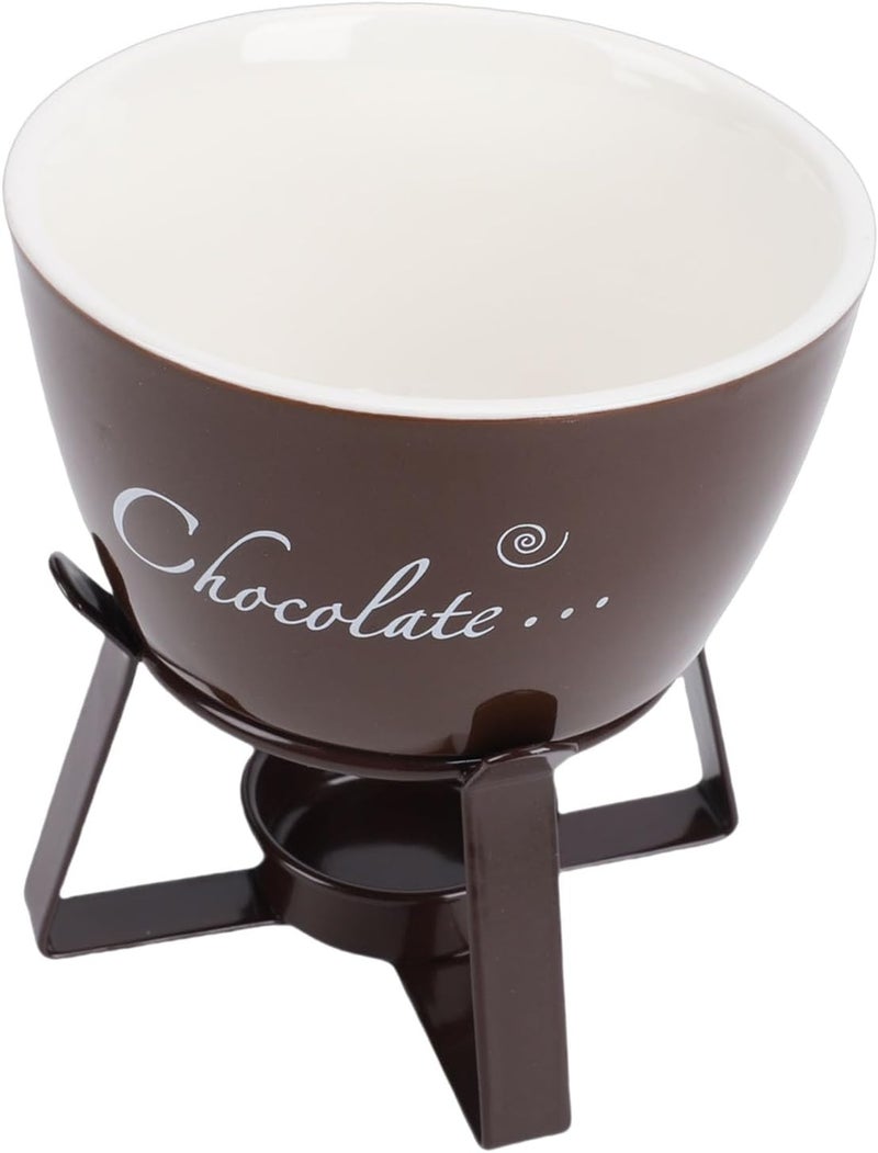 GLOGLOW Chocolate Fondue Mug, Pots & Sets Melting Cup with Fork for Tea, Parties and Home Kitchen Chocolate Fondue Mug, Ceramic Butter Warmer Nan Kitchen (Brown) - Image 4
