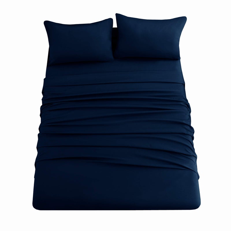 Ghooss Bed Sheets King Size Hotel Luxury-Extra Soft 1800 Microfiber Bedding-Wrinkle & Fade Resistant Machine Washable-4 Piece King Navy Blue - Image 1