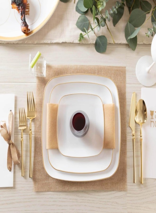 Blue Sky Organic White Disposable Plates 10" Square (10 Count) | Gold-Rimmed Plastic Dinnerware Party Essentials - Image 2