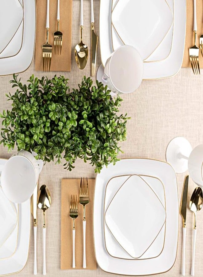 Blue Sky Organic White Disposable Plates 10" Square (10 Count) | Gold-Rimmed Plastic Dinnerware Party Essentials - Image 3