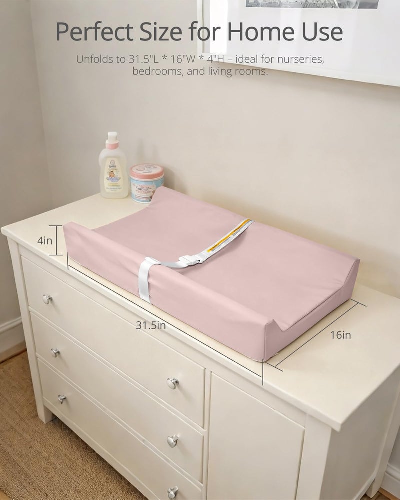 TAOCI Baby Changing Pad, Wipeable Changing Pad, Diaper Changing Pads, Pink Vegan Leather Waterproof Changing Table Topper for Dresser and Table - Image 3