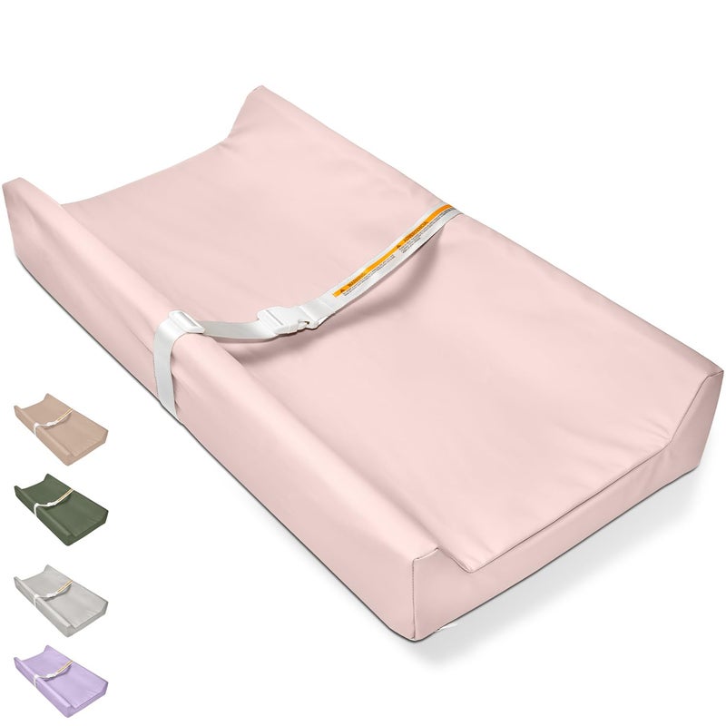 TAOCI Baby Changing Pad, Wipeable Changing Pad, Diaper Changing Pads, Pink Vegan Leather Waterproof Changing Table Topper for Dresser and Table - Image 1
