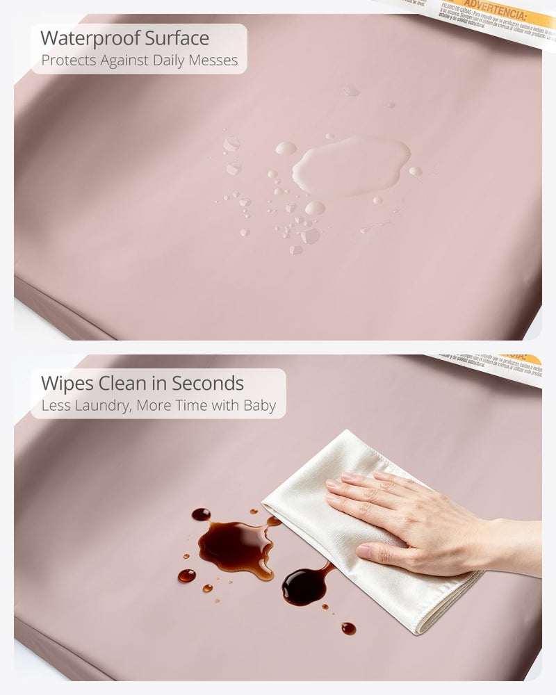 TAOCI Baby Changing Pad, Wipeable Changing Pad, Diaper Changing Pads, Pink Vegan Leather Waterproof Changing Table Topper for Dresser and Table - Image 4