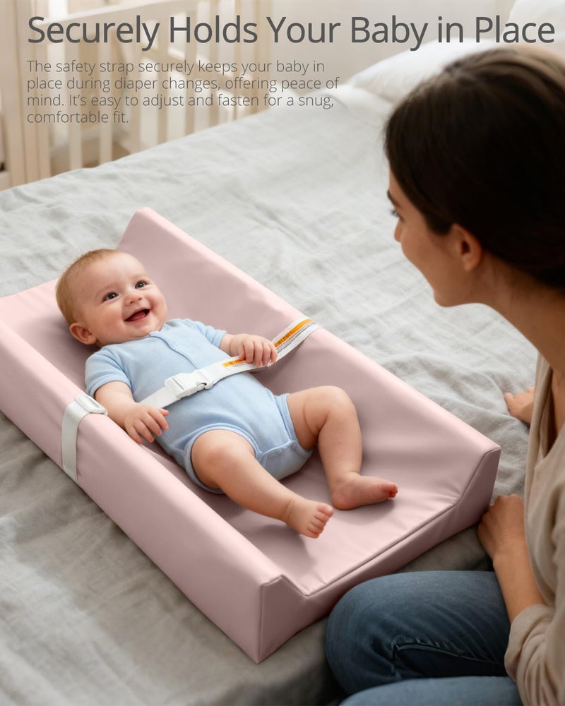 TAOCI Baby Changing Pad, Wipeable Changing Pad, Diaper Changing Pads, Pink Vegan Leather Waterproof Changing Table Topper for Dresser and Table - Image 5