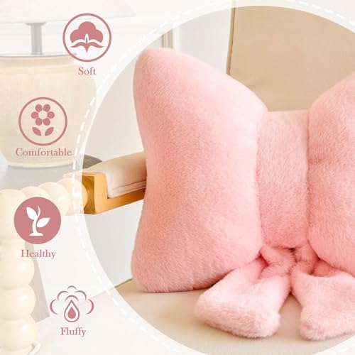 Lfsaaj Bowknot Pillow Sage Green Cute Bow Decorative Throw Pillows 12" Aesthetic Home Decor Bow Cushions Butterfly Knot Plush Pillow for Bedroom Couch - Image 3