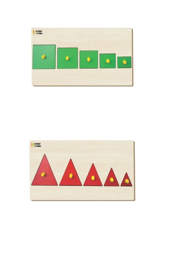EDUTOTS Wooden Rectangle and Triangle Seriation Board with Knob Combo for Unisex Kids - Educational Sorting Toy Set | Wooden Educational Toy | Wooden Montessori Toy | BIS Certified Toys | - Image 1