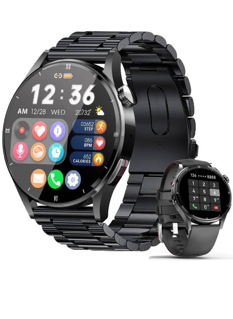 Smart Watch For Men Call Receive/Dial, Full Touch Screen Fitness Tracker With Sleep Monitor Fit Watch For Men For Android And iOS Phones (Black)