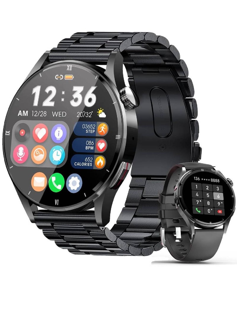 Roxxon - Smart Watch For Men Call Receive/Dial, Full Touch Screen Fitness Tracker With Sleep Monitor Fit Watch For Men For Android And iOS Phones (Black) - Image 1