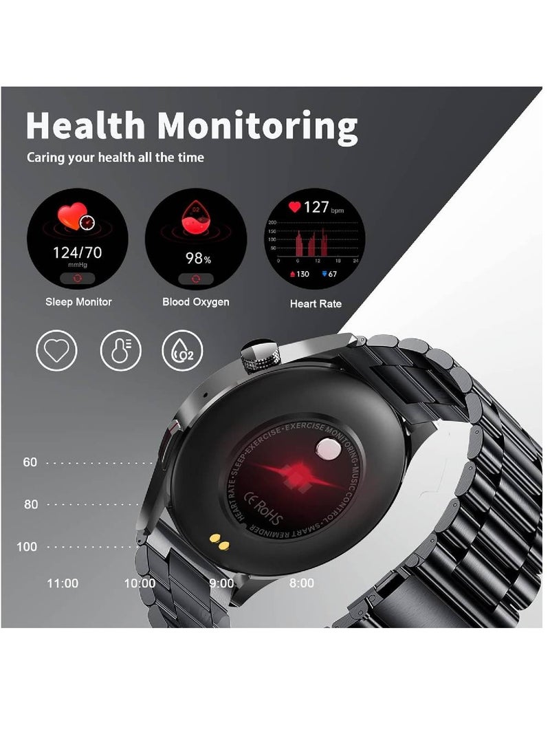 Roxxon - Smart Watch For Men Call Receive/Dial, Full Touch Screen Fitness Tracker With Sleep Monitor Fit Watch For Men For Android And iOS Phones (Black) - Image 1