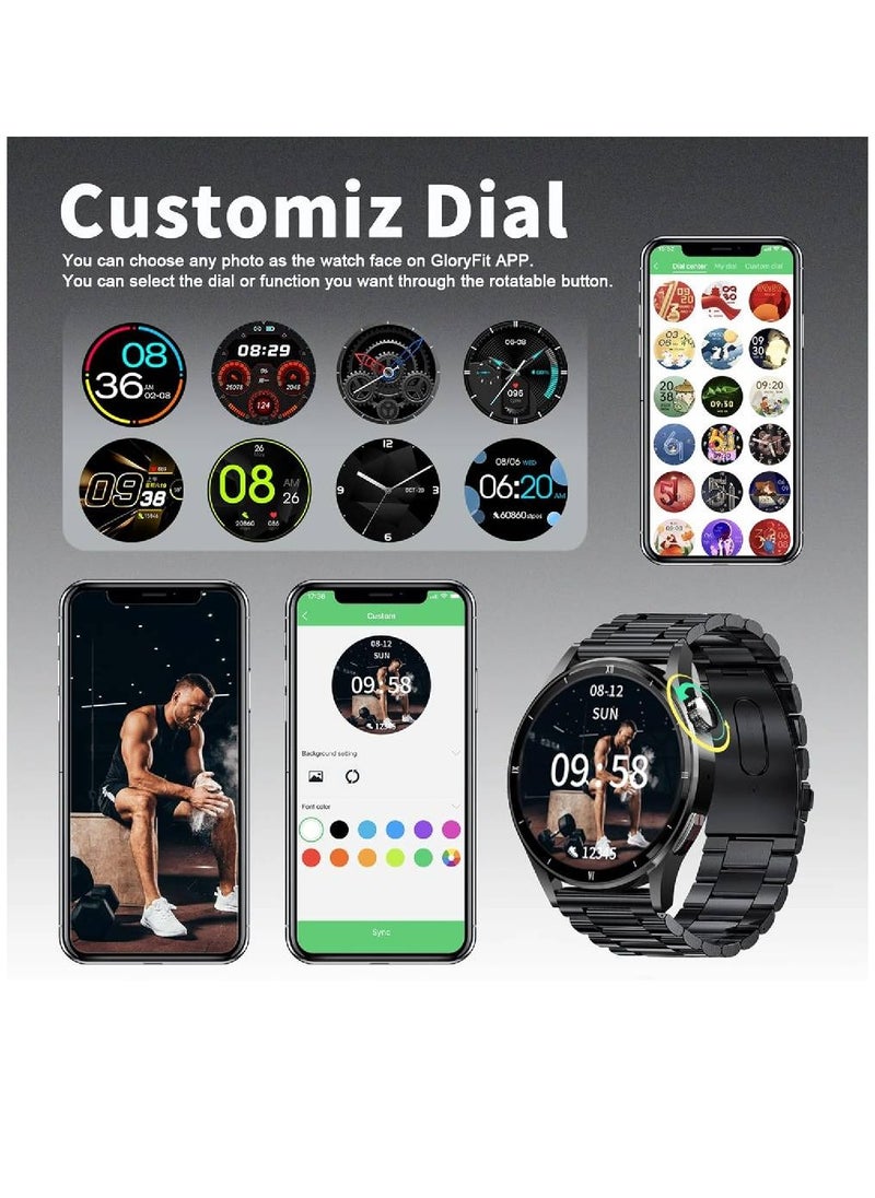 Roxxon - Smart Watch For Men Call Receive/Dial, Full Touch Screen Fitness Tracker With Sleep Monitor Fit Watch For Men For Android And iOS Phones (Black) - Image 1