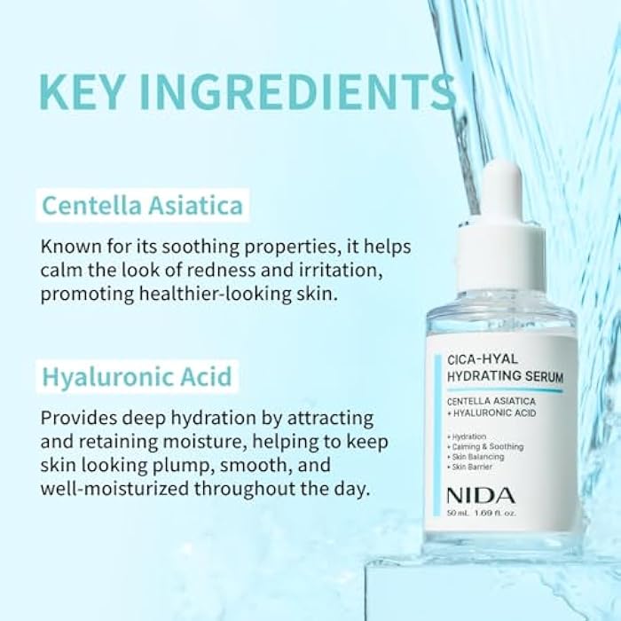 NIDA سيروم نيدا المرطب | سنتيلا أسياتيكا، حمض الهيالورونيك | ترطيب، تهدئة، موازنة البشرة، حماية البشرة | 1.69 أونصة سائلة، 50 مل - Image 4