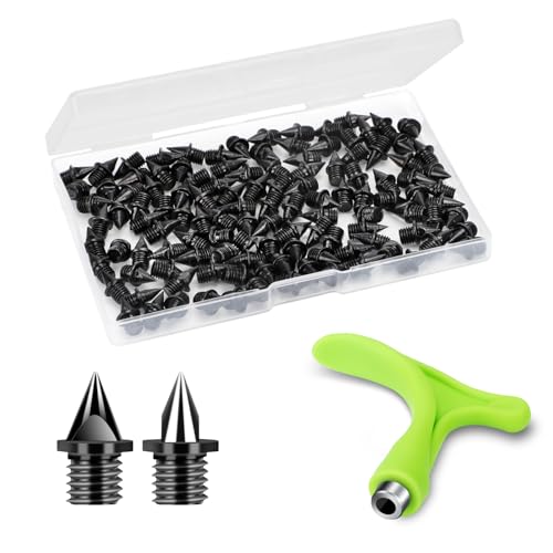 Lejof 1/4 Inch Track Spikes, 120 Pieces Alloy Steel Spikes for Track Shoe Spikes Replacements and Spike Wrench for Sports Running Track Shoes (Black) - Image 1