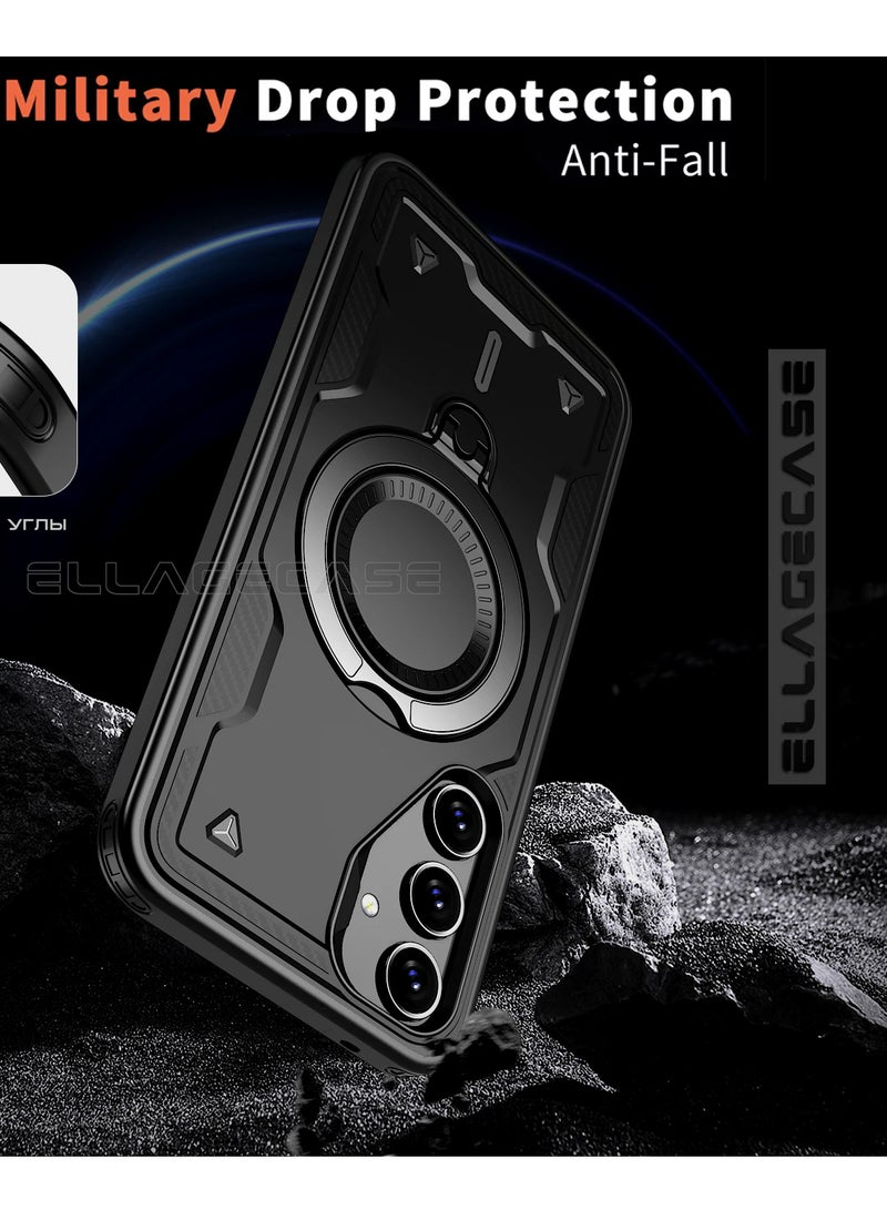 ELLAGECASE حافظة واقية مع حلقة لهاتف سامسونج جالاكسي S24 FE، حماية قوية من السقوط، إمكانية الوقوف أفقيًا ورأسيًا، حماية كاميرا متينة، دعم متوازن، وتوافق مثالي مع الملحقات المغناطيسية - Image 3