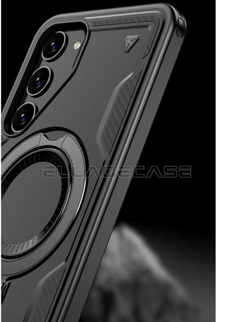 ELLAGECASE حافظة واقية مع حلقة لهاتف سامسونج جالاكسي S24 FE، حماية قوية من السقوط، إمكانية الوقوف أفقيًا ورأسيًا، حماية كاميرا متينة، دعم متوازن، وتوافق مثالي مع الملحقات المغناطيسية - Image 4