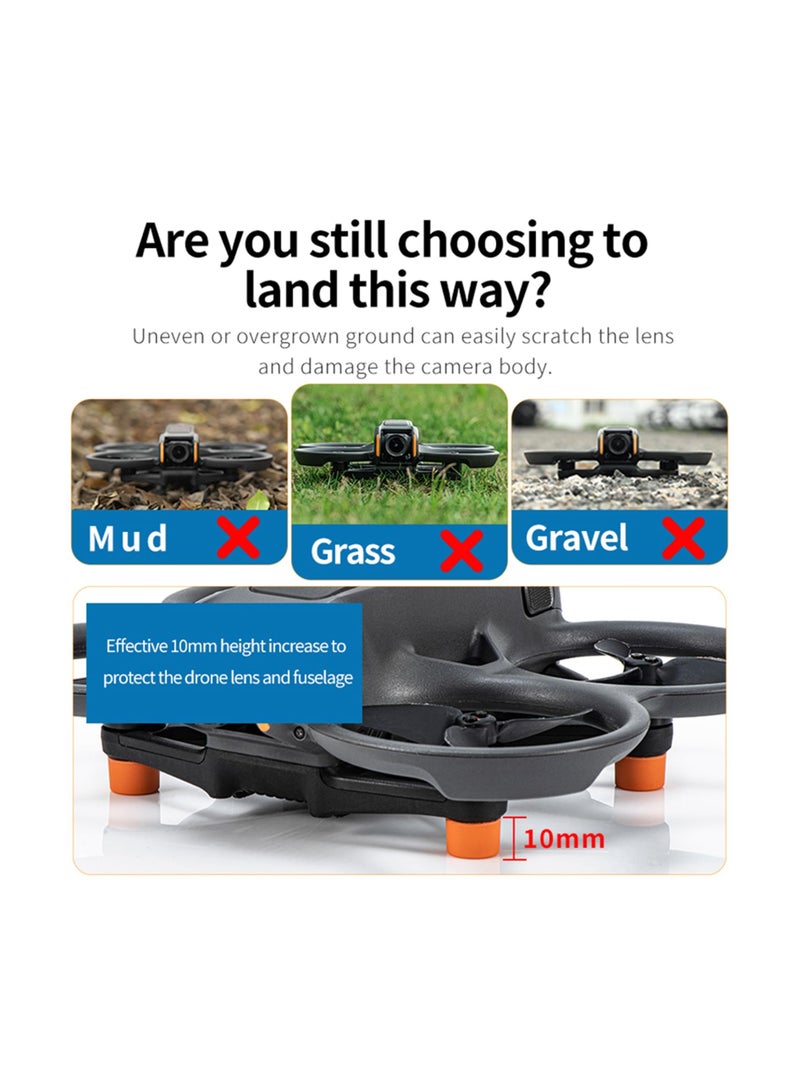 SOLARAE 6pcs Avata 2 Landing Gear Protector Silicone Foot Pads, Protective Cover Extended Landing Leg Kit Compatible for DJI Avata 2 Accessories, Protection Propellers Mountsï¼ˆorangeï¼‰ - Image 3