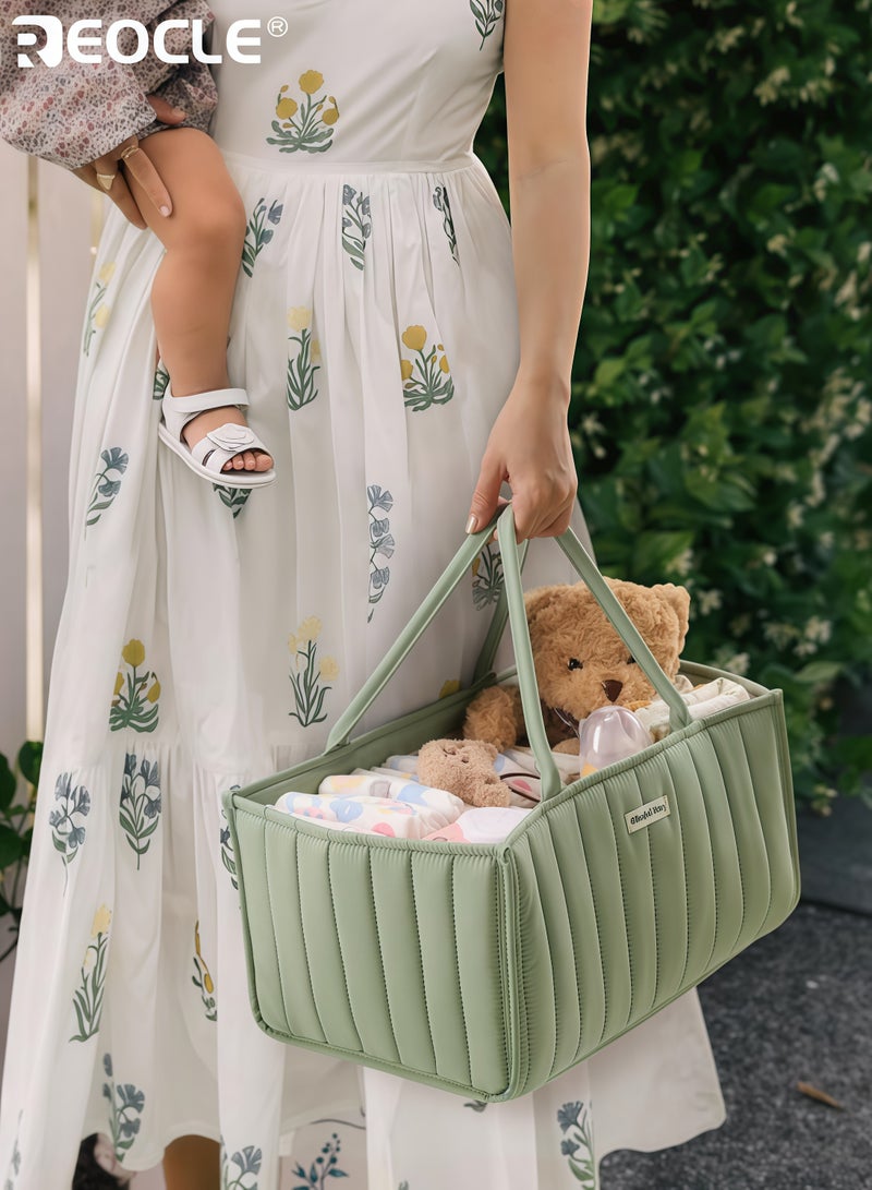 ريوكل حامل حفاضات الأطفال مع تصميم سلة تخزين ومقبض محمول منظم لغرفة الأطفال بنمط أنيق لمستلزمات حفل استقبال الطفل - Image 1