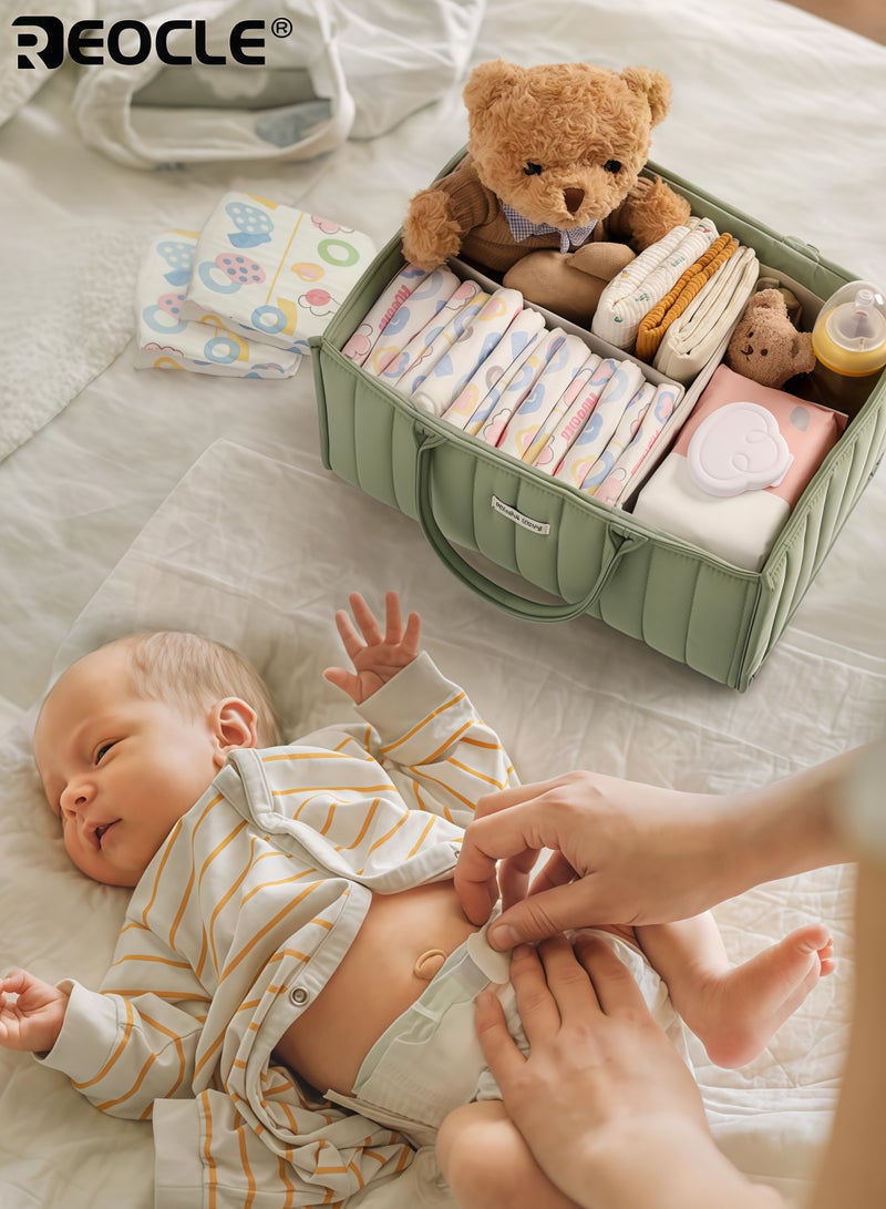 ريوكل حامل حفاضات الأطفال مع تصميم سلة تخزين ومقبض محمول منظم لغرفة الأطفال بنمط أنيق لمستلزمات حفل استقبال الطفل - Image 4