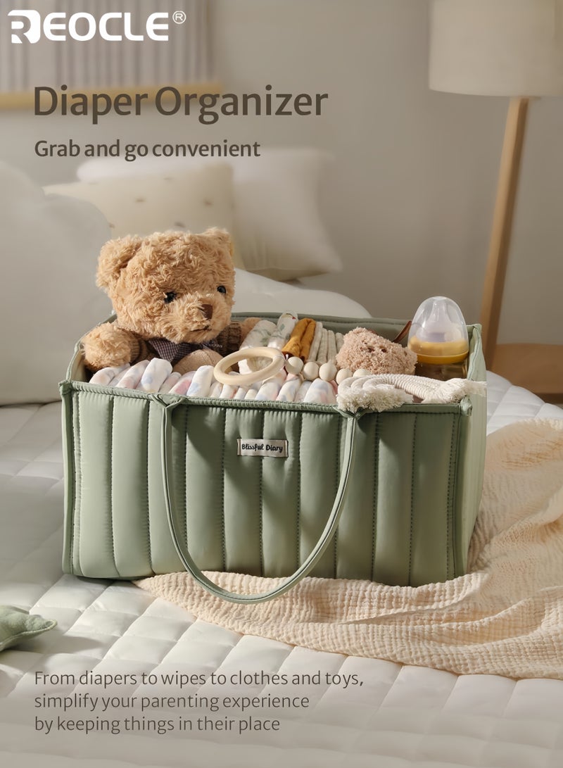 ريوكل حامل حفاضات الأطفال مع تصميم سلة تخزين ومقبض محمول منظم لغرفة الأطفال بنمط أنيق لمستلزمات حفل استقبال الطفل - Image 2