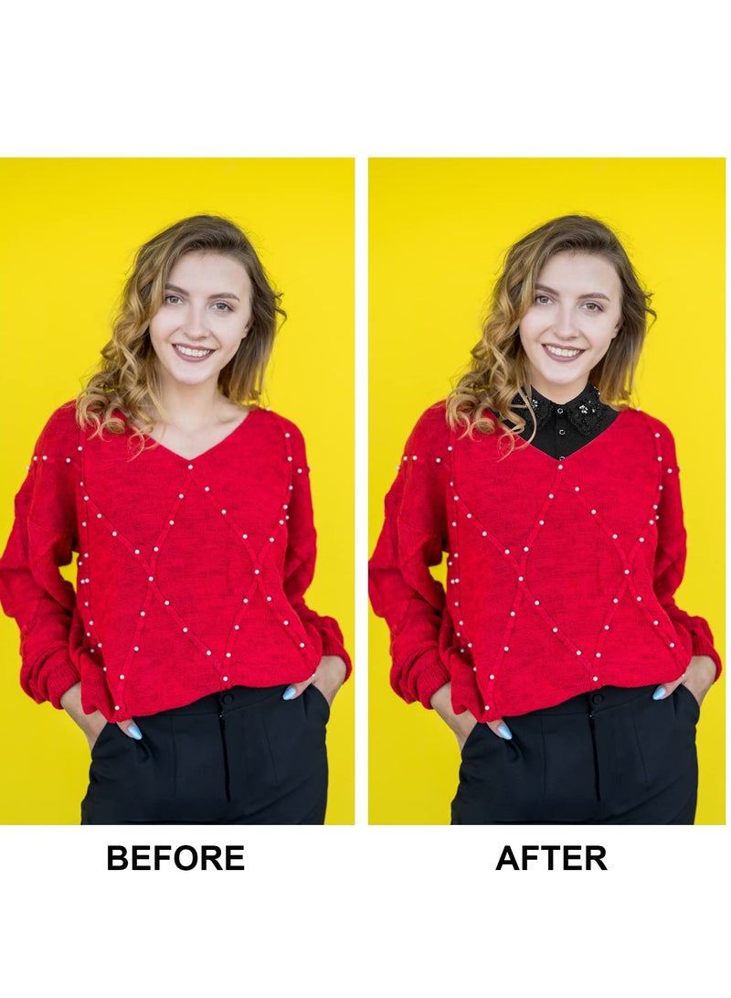 Zikra Stylish Detachable Rhinestone Collar for Women & Girls - Fake Cotton Half Shirt Blouse Collar Accessory for Fashionable Outfits and Special Occasions. - Image 5