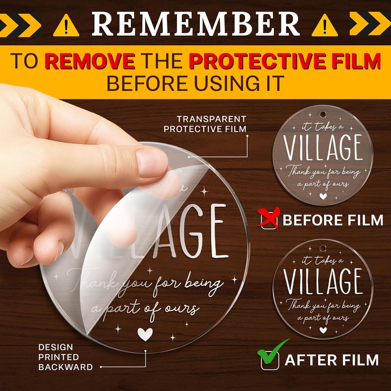 HEXMOZ Thank You Gifts for Women  Men - It Takes a Village Ornament - Appreciation Gifts for Teacher  Boss  Coworker  Employee  Daycare Provider  Nanny - Acrylic Ornaments 2025 - Image 2