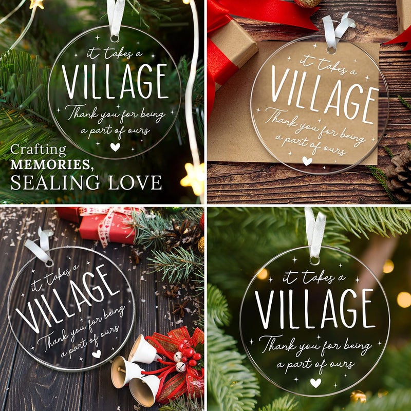 HEXMOZ Thank You Gifts for Women  Men - It Takes a Village Ornament - Appreciation Gifts for Teacher  Boss  Coworker  Employee  Daycare Provider  Nanny - Acrylic Ornaments 2025 - Image 5
