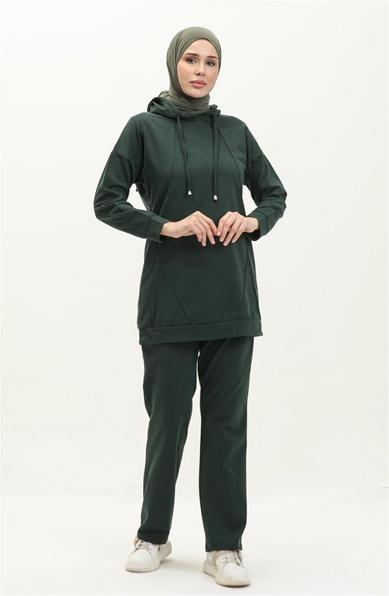 Bwest Hooded O Neck Plain Basic Double Tracksuit Sportswear Set - 3039 - Nefti - Image 2