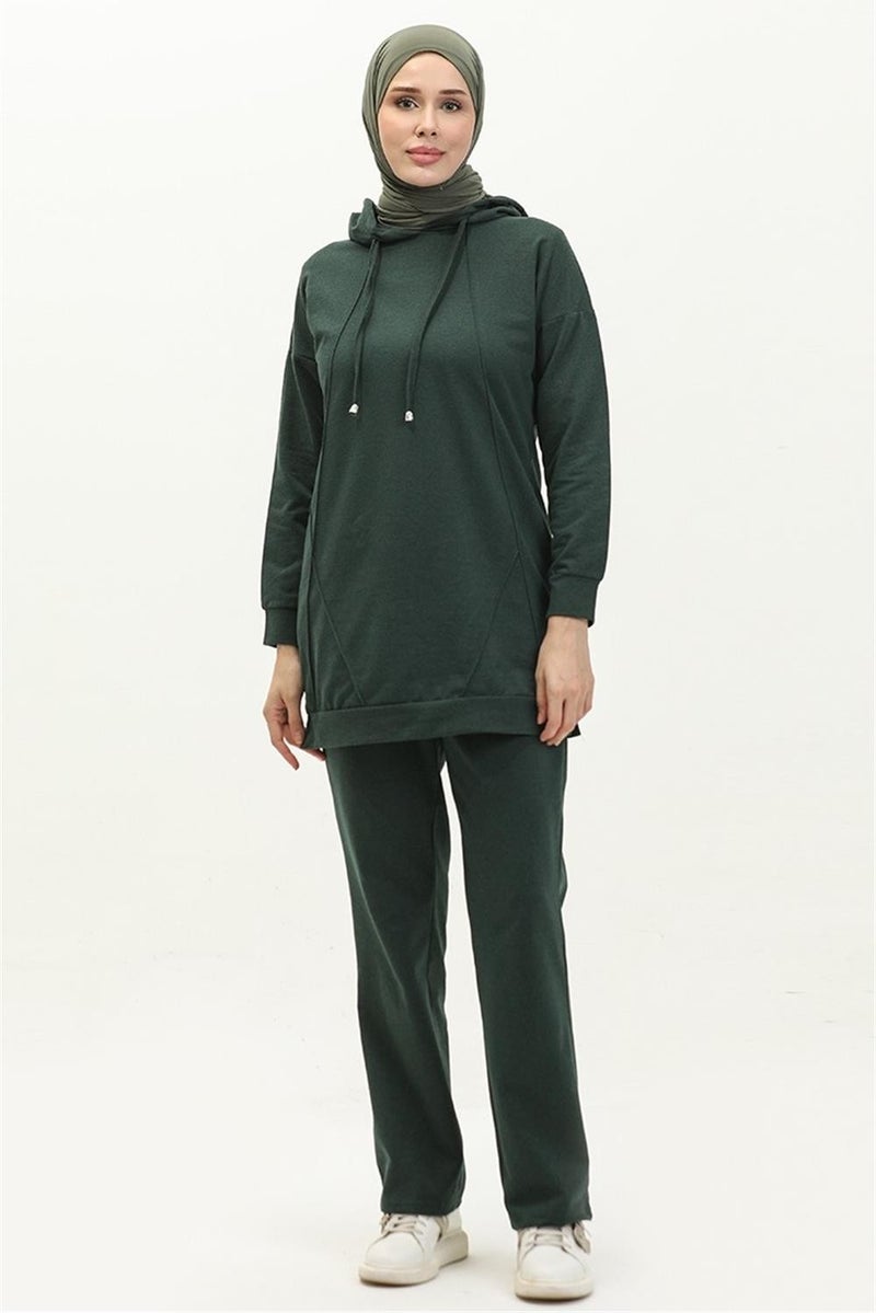 Bwest Hooded O Neck Plain Basic Double Tracksuit Sportswear Set - 3039 - Nefti - Image 1