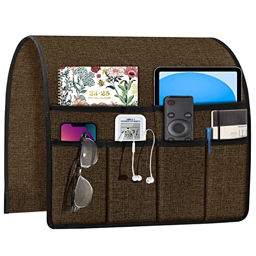 Joywell Armchair Caddy for Couch Remote Control Holder Recliner Armrest Organizer Non Slip Sofa Arm Chair Caddie with 6 Pocket Storage for Magazine, Tablet, Phone, iPad, Chocolate - Image 1