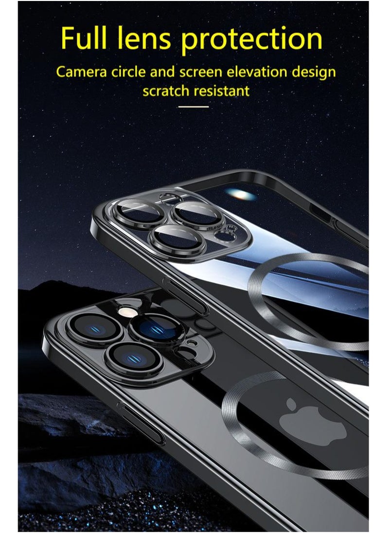 Generic - IPhone 14 Pro Max Magsafe Case 6.7 Inch Slim Thin Magnetic Case, Yellowing-Resistant, Anti-Drop Shock Absorption, Anti-Scratch and Hard Back Crystal Case Cell Phone Cover for iPhone 14 Pro Max Black - Image 1